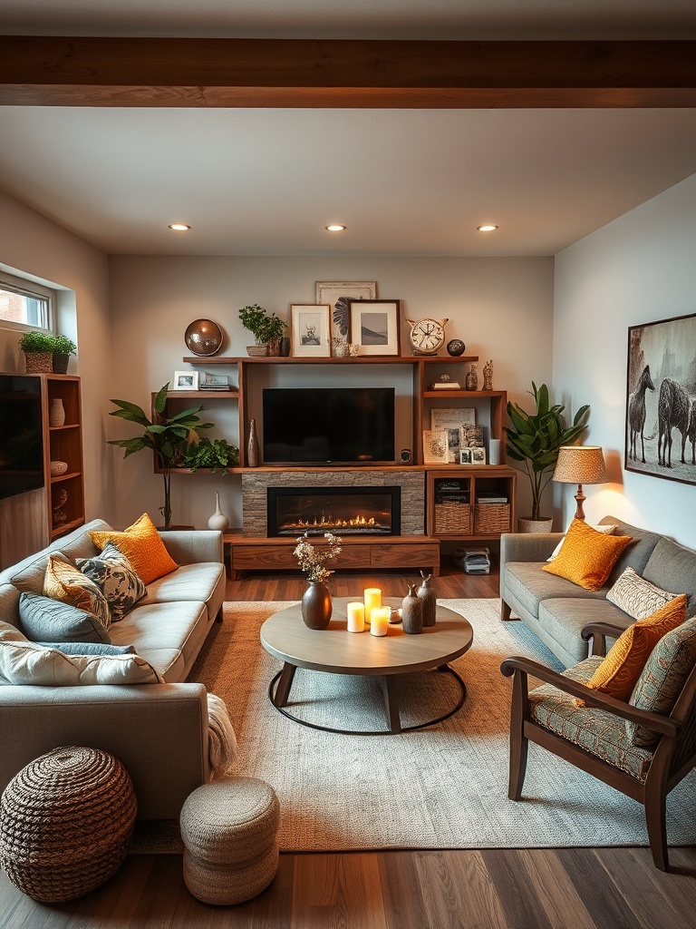 cozy living room with unique decor