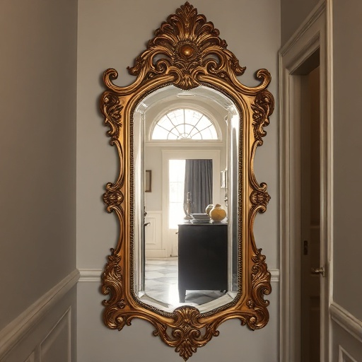 Ornate antique mirror in a hallway
