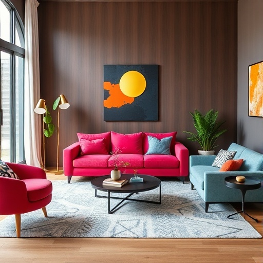 stylish living space with bold furniture