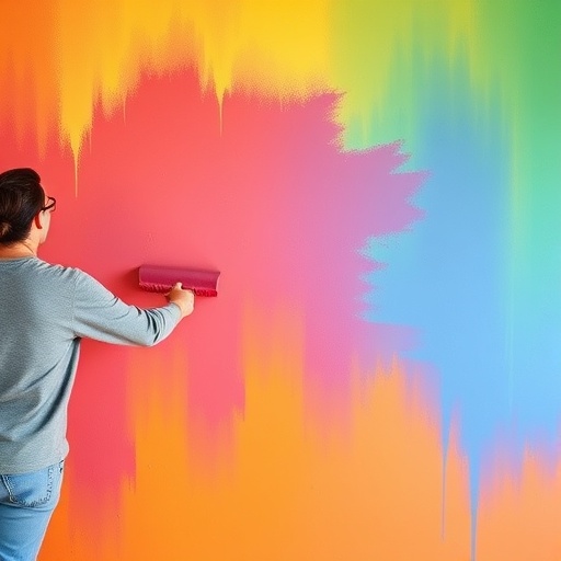 person painting wall with ombre technique