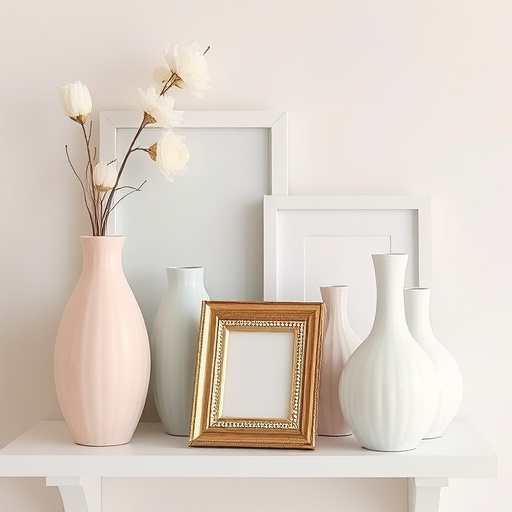 pastel accessories on a shelf
