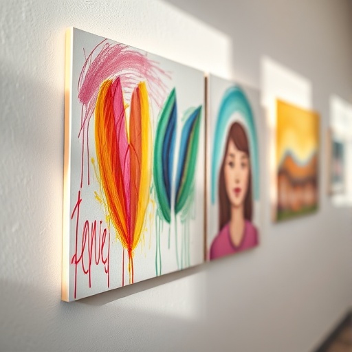 pastel artwork on a gallery wall
