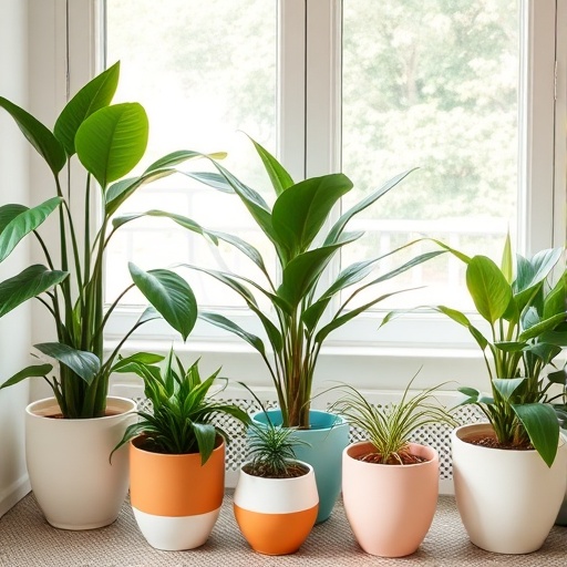 plants in pastel pots