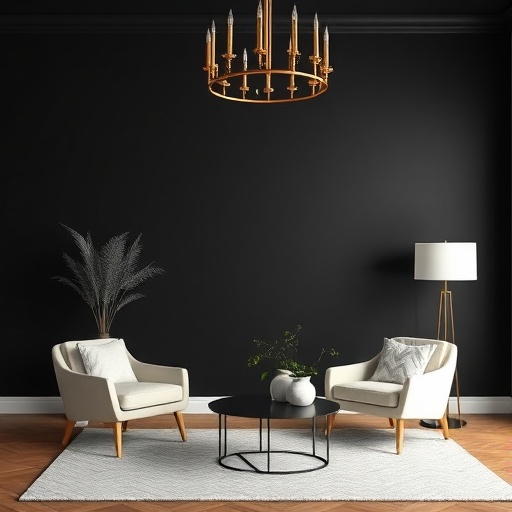 striking black accent wall in a room