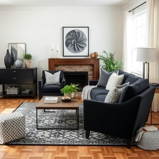 affordable black furniture in a cozy room