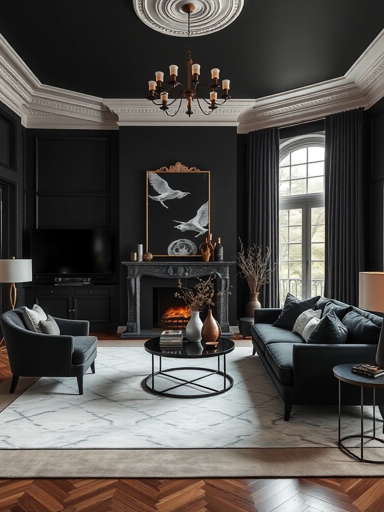 elegant black living room decor