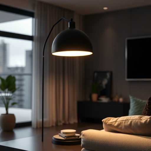 stylish black lamp in a modern living space