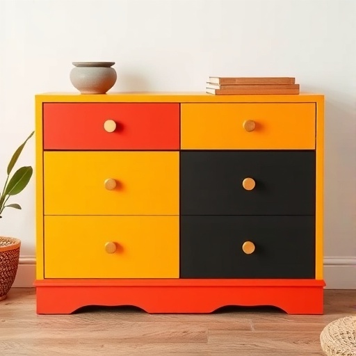 Color-blocked furniture piece