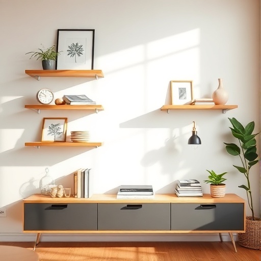 floating shelves in a modern decor