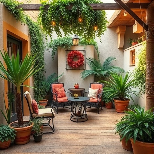 cozy Mediterranean patio with plants