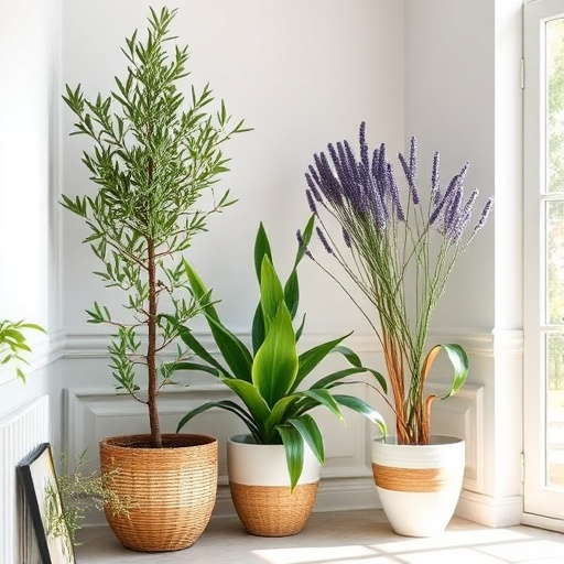 indoor plants in Mediterranean decor