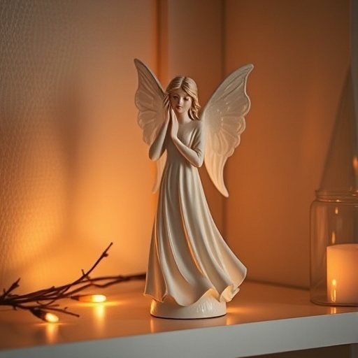 angel figurine on a shelf
