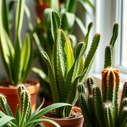 indoor plants including cacti