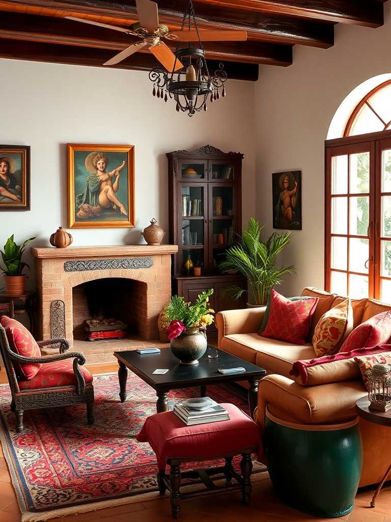 cozy living room with Spanish decor