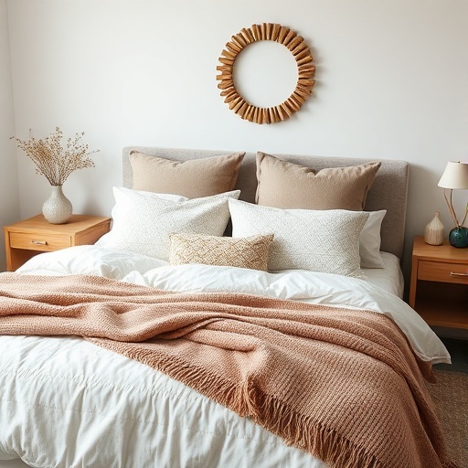 layered textiles on a bed
