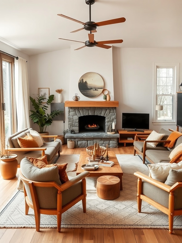 cozy living room with natural decor