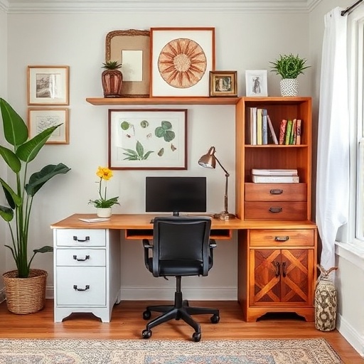 upcycled furniture in home office