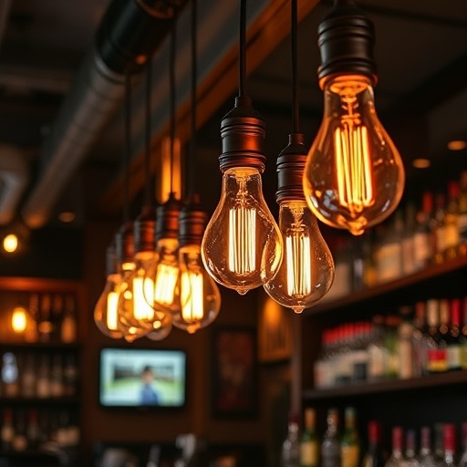 Edison bulbs in a bar