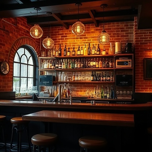 Cozy bar with exposed brick walls