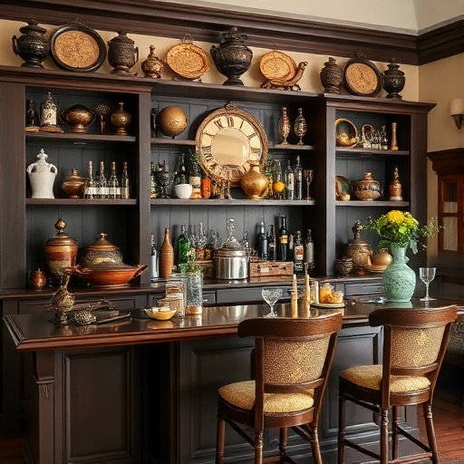 Family heirlooms in a home bar