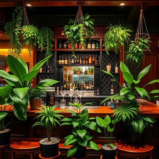 Indoor plants in a home bar