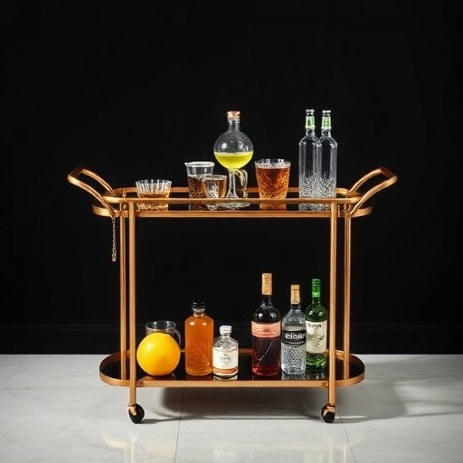 Sleek minimalist bar cart