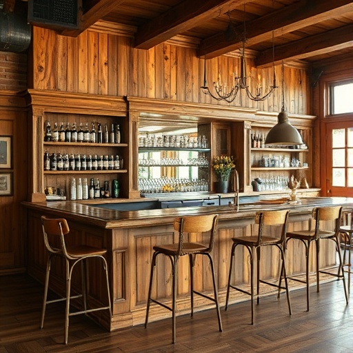 Rustic wooden bar