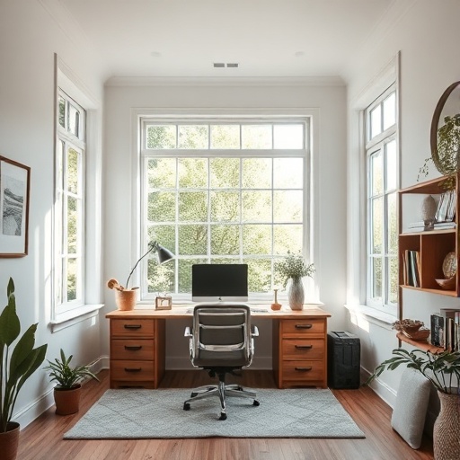 home office with natural light and outdoor view