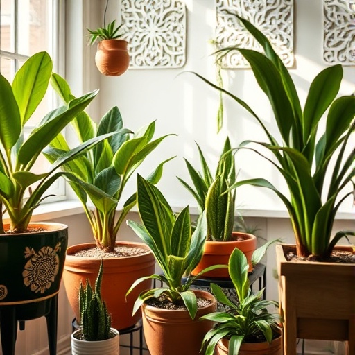 indoor plants in modern Mexican decor