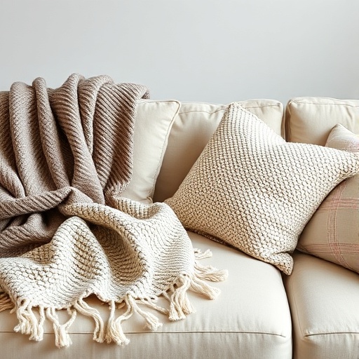 soft textiles on a sofa