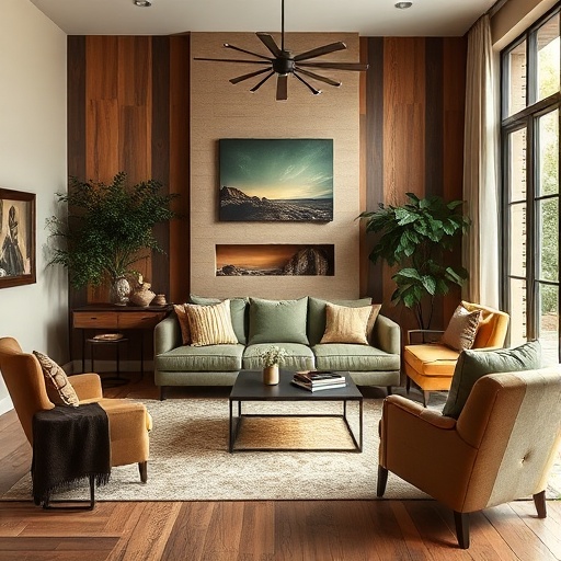 living room with earthy tones
