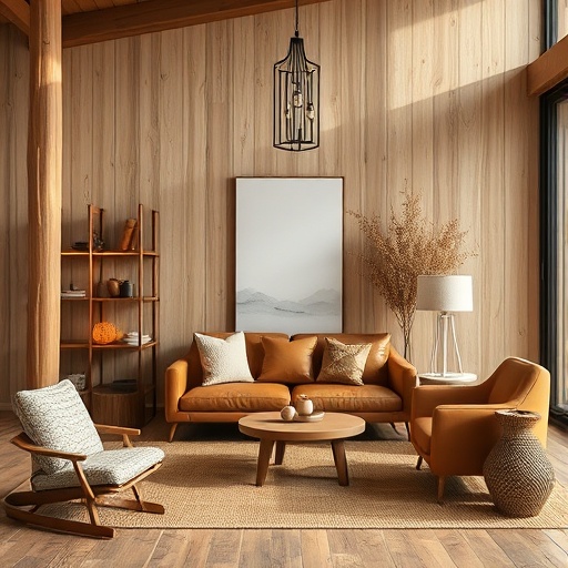 interior decor with wood and leather elements