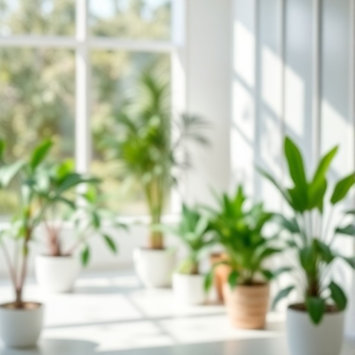 bright room with indoor plants