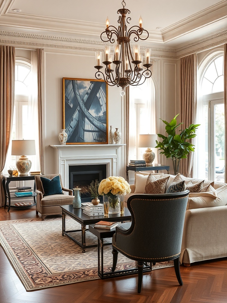 elegant living room with stylish furniture