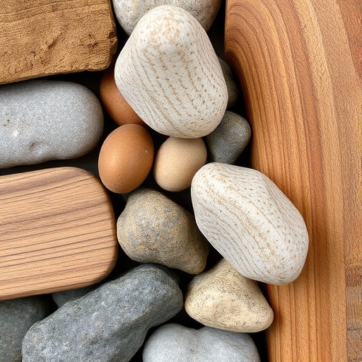 wood, stone, and metal materials for rustic decor