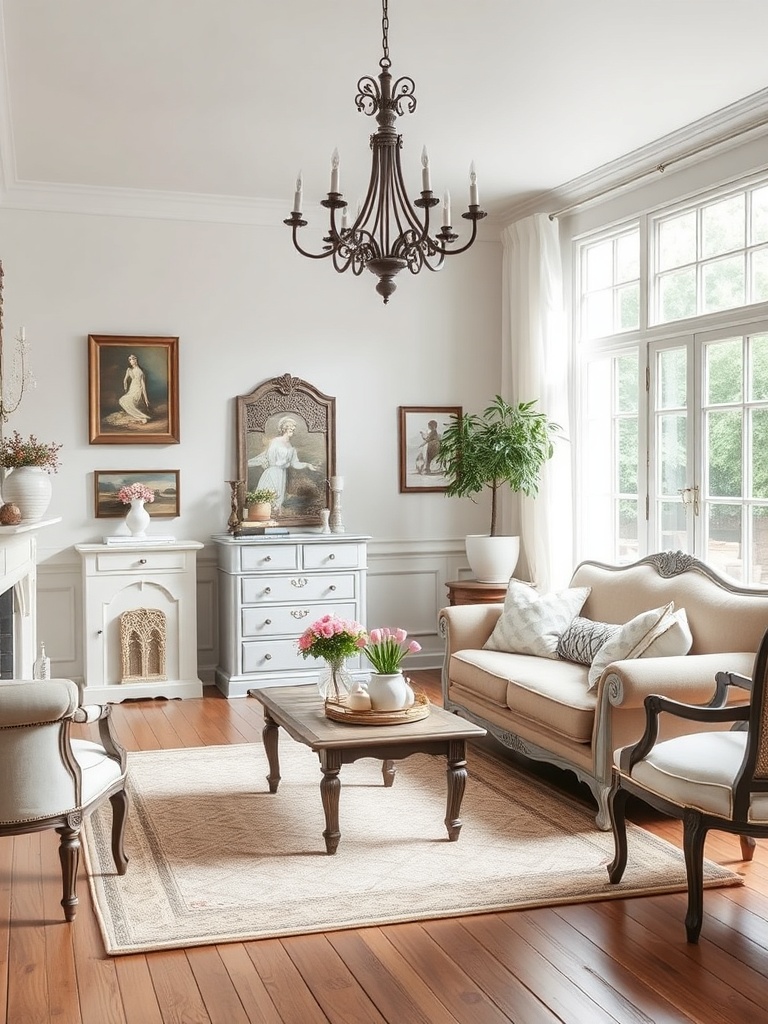 cozy living room with French decor