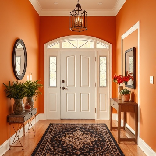 Entryway with warm color scheme
