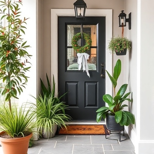 Low-maintenance plants in an entryway