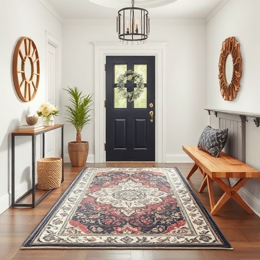 Stylish rug in an entryway