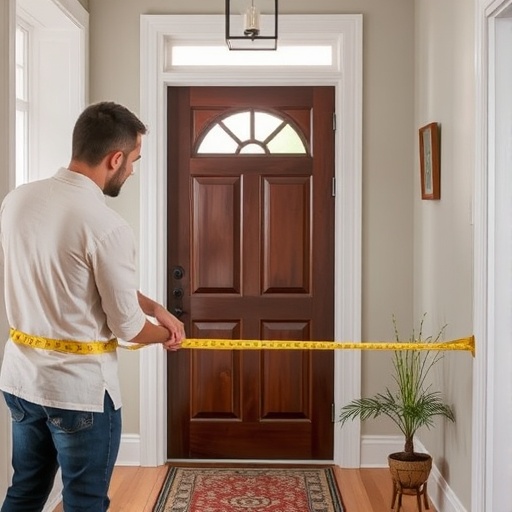 Measuring an entryway with a tape measure