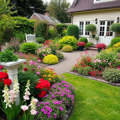 traditional garden with classic landscaping