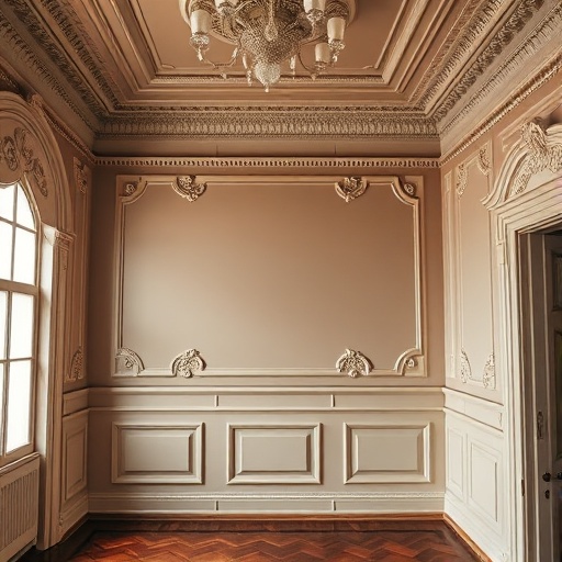 Intricate crown moldings and wainscoting