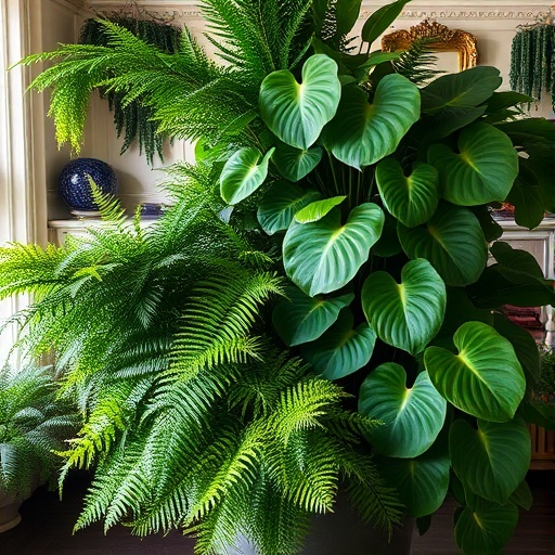 Lush ferns and fiddle leaf figs
