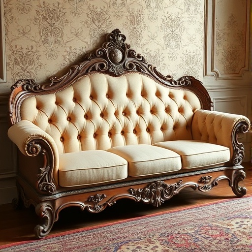 Ornate tufted Victorian sofa