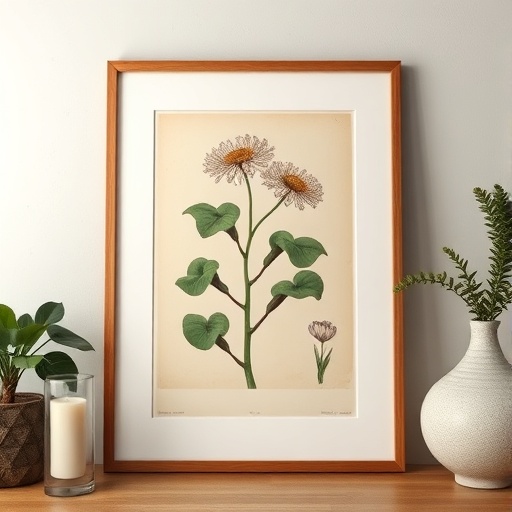 Vintage botanical print in modern frame
