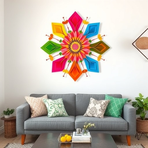 vibrant DIY wall art in a living space