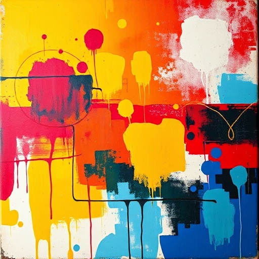 Vibrant abstract painted canvas art