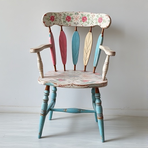 Upcycled chair with artistic paint design