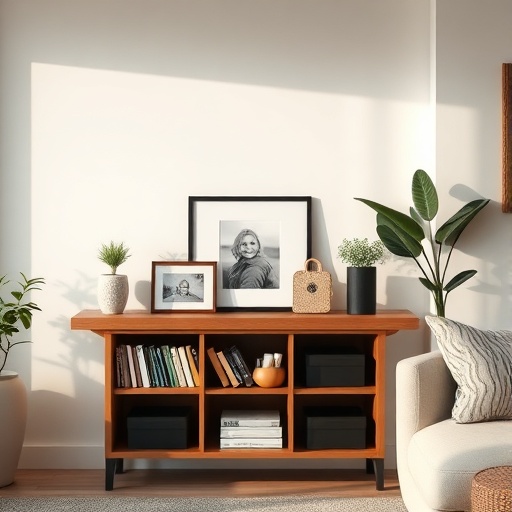 personalized shelf in living room