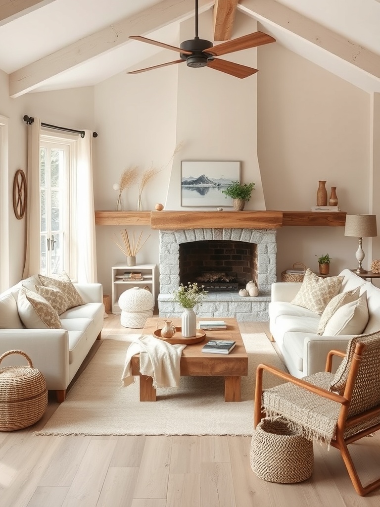 cozy cottage living room with warm decor